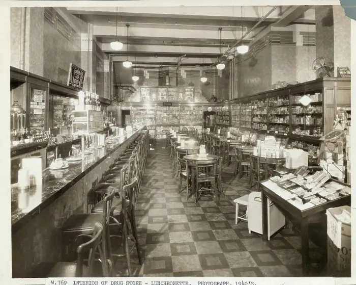 Framed Print : Interior Of Luncheonette And Drug Store Framed Print : Interior Of Luncheonette And Drug Store