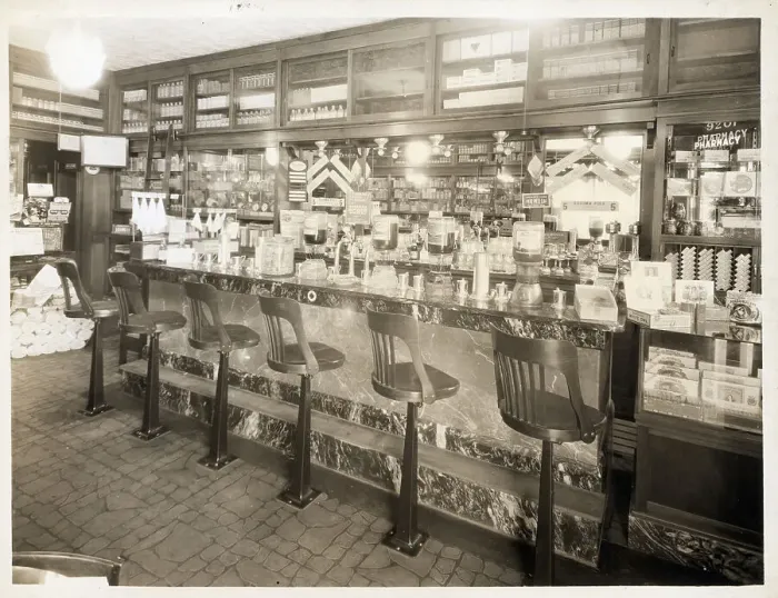 Framed Print : Interior Of Old Fashioned Soda Fountain Framed Print : Interior Of Old Fashioned Soda Fountain