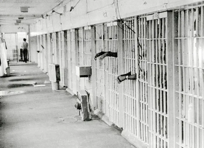 Framed Print : Interior of Prison Showing Hallway and Cells Framed Print : Interior of Prison Showing Hallway and Cells