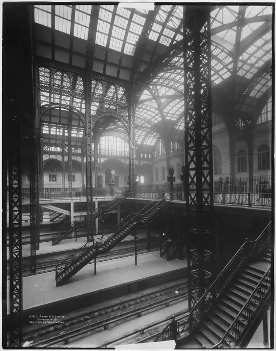Framed Print : Interior Tracks & Iron Roof Tracery Of Penn Station Framed Print : Interior Tracks & Iron Roof Tracery Of Penn Station
