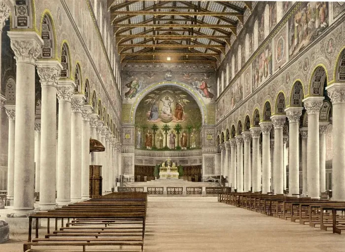 Framed Print : Interior view of the Basilica Kloster Sankt Bonifaz in Munich, Bavaria, Germany, Historic, digitally restored reproduction of a photochrome print from the 1890s Framed Print : Interior view of the Basilica Kloster Sankt Bonifaz in Munich, Bavaria, Germany, Historic, digitally restored reproduction of a photochrome print from the 1890s