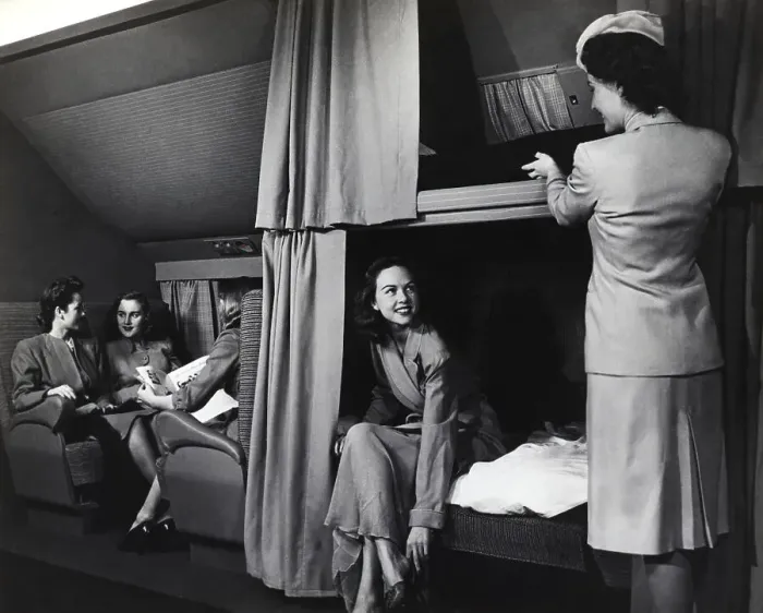 Framed Print : Interior Women in Cabin of DC-6 Airplane Framed Print : Interior Women in Cabin of DC-6 Airplane