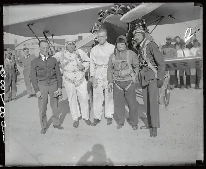 Framed Print : International Pilots Posing in Front of Plane Framed Print : International Pilots Posing in Front of Plane