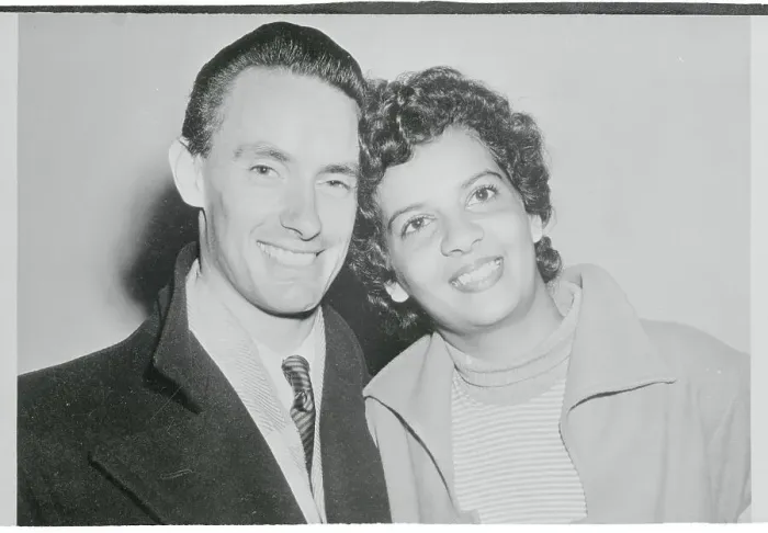 Framed Print : Interracial Couple Posing Together for Camera Framed Print : Interracial Couple Posing Together for Camera