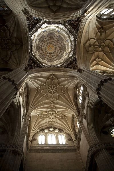 Intricate designs on the ceiling inside the Seville Cathedral, Spain