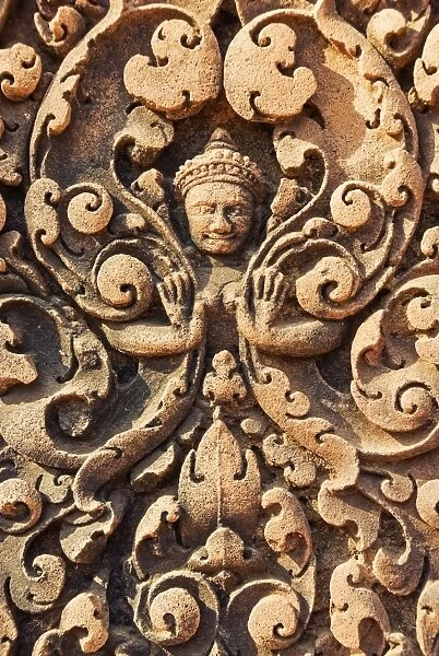 Intricate sandstone bas relief, Banteay Srei