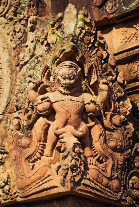 Framed Print : Intricate sandstone bas relief, Banteay Srei Framed Print : Intricate sandstone bas relief, Banteay Srei