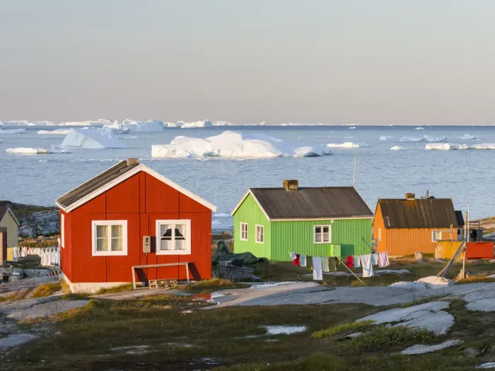 Framed Print : Inuit village at Disko Bay, Oqaatsut (Rodebay), Greenland, Denmark Framed Print : Inuit village at Disko Bay, Oqaatsut (Rodebay), Greenland, Denmark