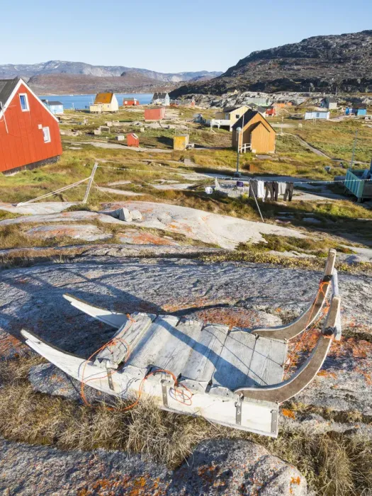 Framed Print : Inuit village at Disko Bay, Oqaatsut (Rodebay), Greenland, Denmark Framed Print : Inuit village at Disko Bay, Oqaatsut (Rodebay), Greenland, Denmark