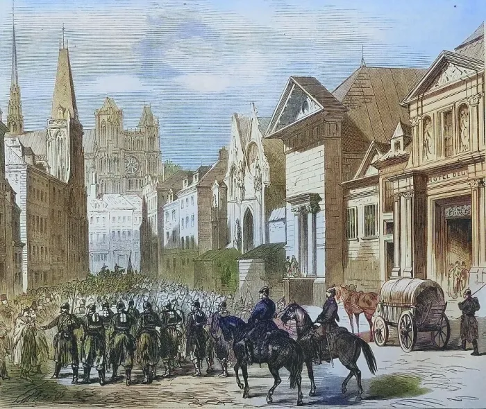 Framed Print : Invasion of the German troops in Amiens after the battle with Moreuil, on the 28th of November, 1870, illustrated war history, German, French war 1870-1871, Germany, France Framed Print : Invasion of the German troops in Amiens after the battle with Moreuil, on the 28th of November, 1870, illustrated war history, German, French war 1870-1871, Germany, France