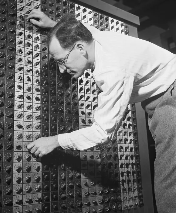 Framed Print : Inventor J.W. Mauchly with Electronic Computer Framed Print : Inventor J.W. Mauchly with Electronic Computer