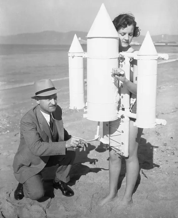 Framed Print : Inventor Preparing to Test His Self Propelled Aquaplane Framed Print : Inventor Preparing to Test His Self Propelled Aquaplane