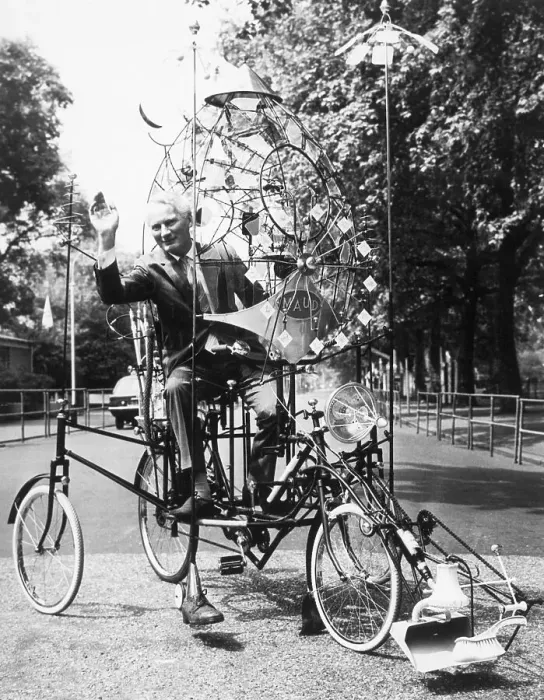 Framed Print : Inventor Rowland Emett Riding Lunacycle Framed Print : Inventor Rowland Emett Riding Lunacycle