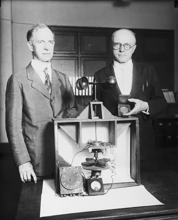 Framed Print : Inventors of Airplane Compass for Charles Lindbergh With Instrument Framed Print : Inventors of Airplane Compass for Charles Lindbergh With Instrument