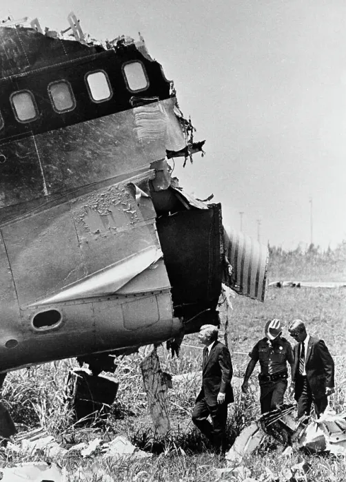 Framed Print : Investigators Examining Wreckage from a Plane Framed Print : Investigators Examining Wreckage from a Plane