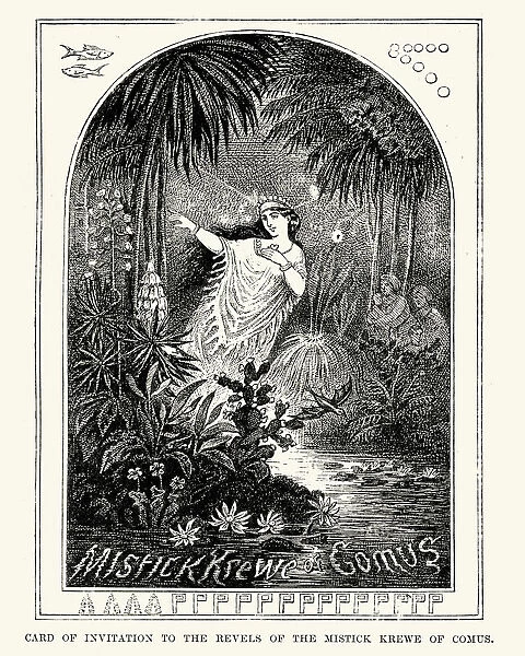 Invitation card to revels of the mistick krewe of comus