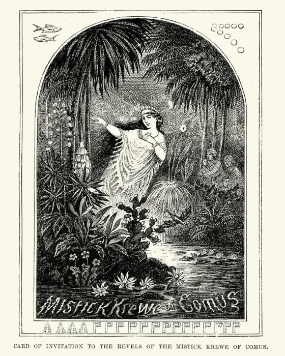 Framed Print : Invitation card to revels of the mistick krewe of comus Framed Print : Invitation card to revels of the mistick krewe of comus