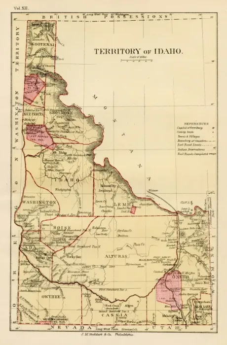 Framed Print : Iowa USA map 1881