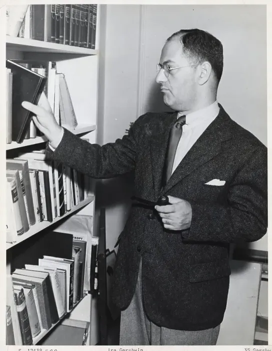 Framed Print : Ira Gershwin Standing By Bookcase Framed Print : Ira Gershwin Standing By Bookcase