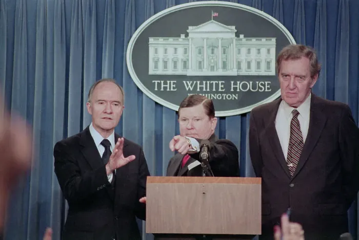 Framed Print : Iran-Contra Review Panel Press Conference Framed Print : Iran-Contra Review Panel Press Conference