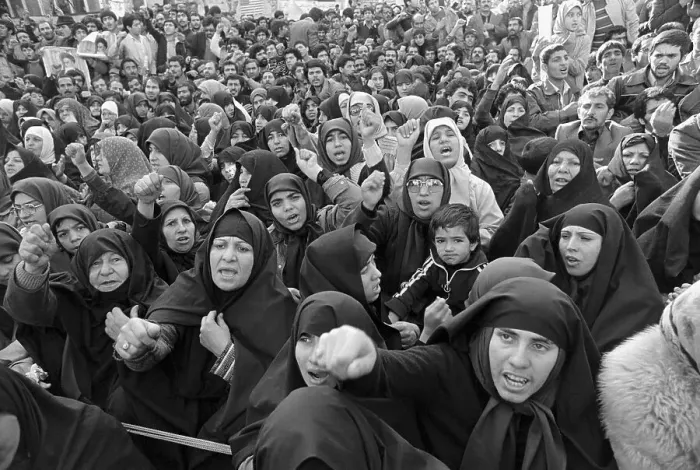 Framed Print : Iranian Women Shouting at US Embassy Framed Print : Iranian Women Shouting at US Embassy