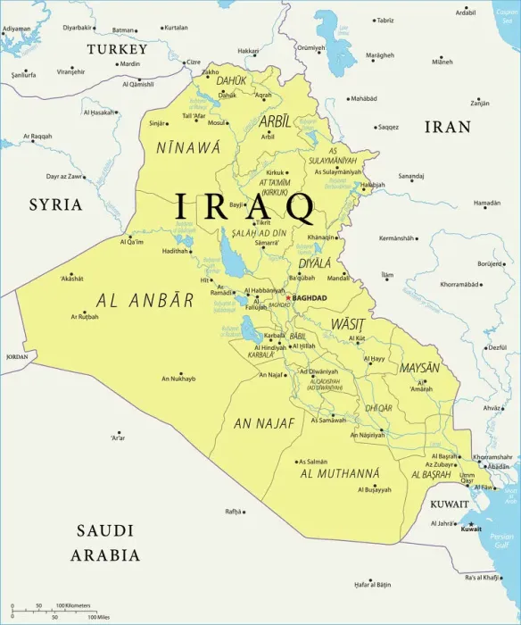 Framed Print : Iraq Reference Map Framed Print : Iraq Reference Map
