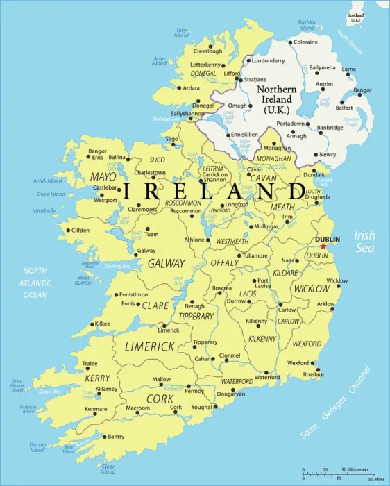 Framed Print : Ireland Reference Map Framed Print : Ireland Reference Map