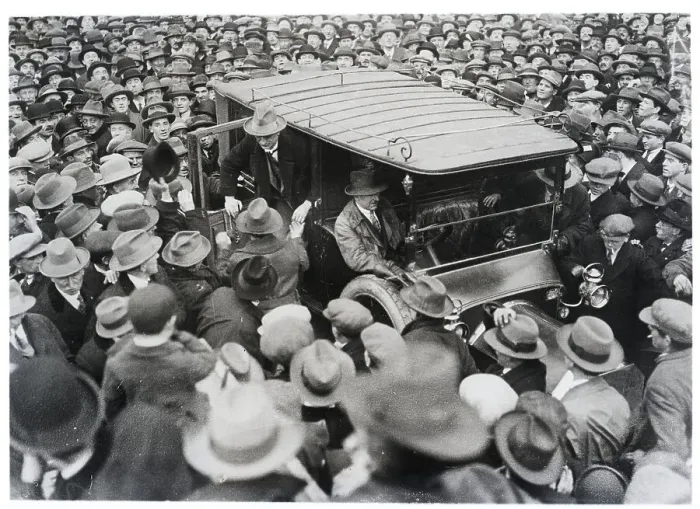 Framed Print : Irish Republican President Leaves Car in Crowd Framed Print : Irish Republican President Leaves Car in Crowd