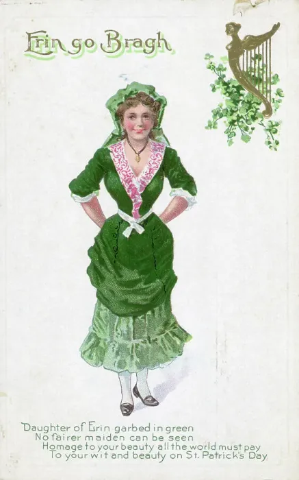 Framed Print : Irish Woman Dressed In Green On Card Framed Print : Irish Woman Dressed In Green On Card