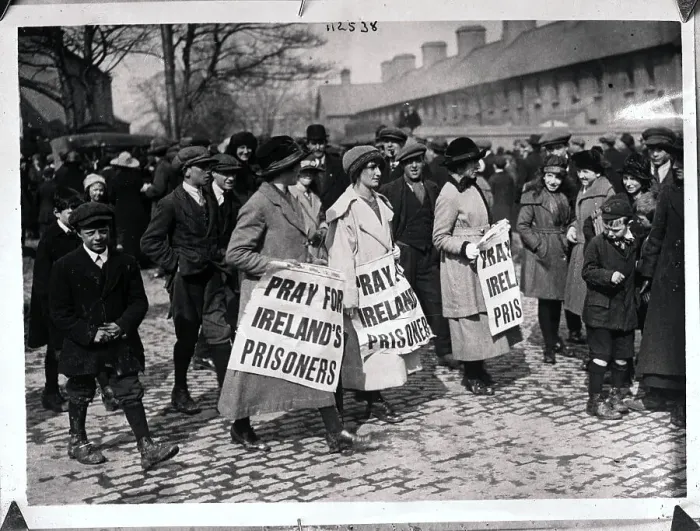 Framed Print : Irish Women Carrying Signs Framed Print : Irish Women Carrying Signs