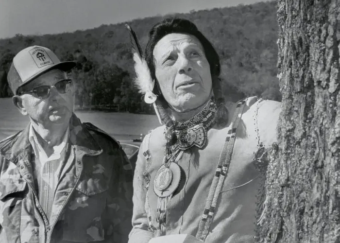 Framed Print : Iron Eyes Cody and Yancy Clemons Inspecting Framed Print : Iron Eyes Cody and Yancy Clemons Inspecting