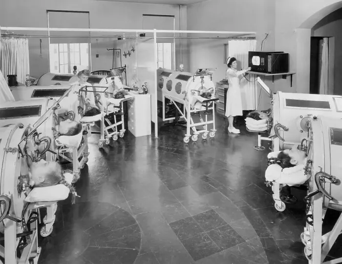 Framed Print : Iron Lung Patients Watching Television Framed Print : Iron Lung Patients Watching Television