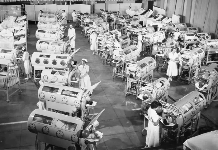 Framed Print : Iron Lungs in a Polio Ward Framed Print : Iron Lungs in a Polio Ward