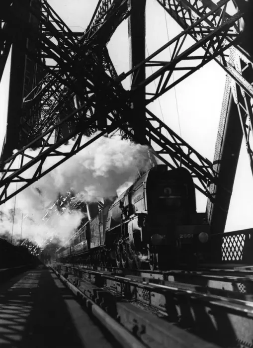 Framed Print : Iron Road. September 1935: A steam engine thunders across the Firth of Framed Print : Iron Road. September 1935: A steam engine thunders across the Firth of
