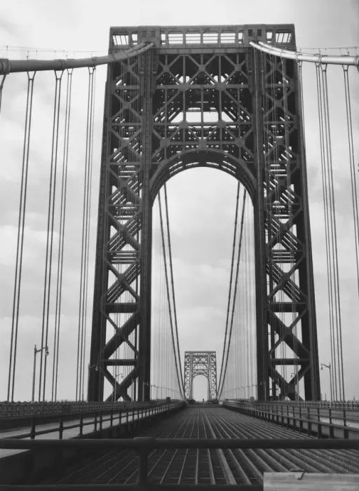 Framed Print : Iron suspension bridge (B&W)
