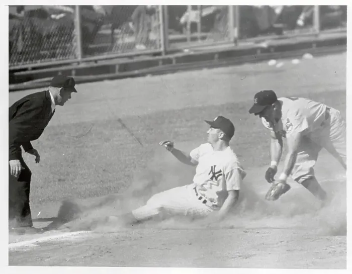 Framed Print : Irv Noren Sliding Into Third Base Framed Print : Irv Noren Sliding Into Third Base