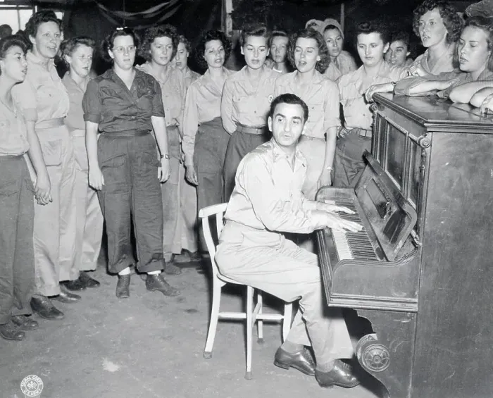 Framed Print : Irving Berlin Playing Piano for GIs Framed Print : Irving Berlin Playing Piano for GIs