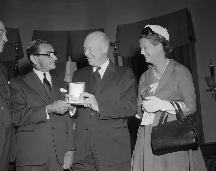 Framed Print : Irving Berlin Being Presented Medal by President Eisenhower Framed Print : Irving Berlin Being Presented Medal by President Eisenhower