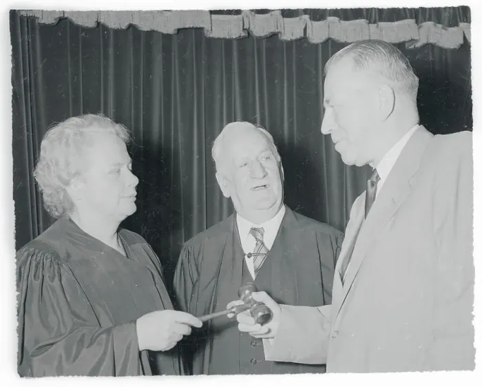 Framed Print : Irving Ives Presenting a Gavel to Mary Donlon Framed Print : Irving Ives Presenting a Gavel to Mary Donlon