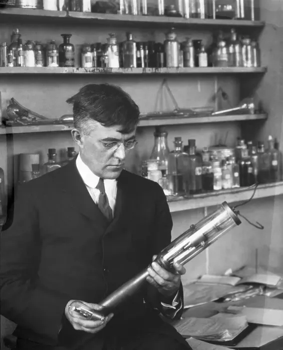 Framed Print : Irving Langmuir With A Radio Tube Framed Print : Irving Langmuir With A Radio Tube