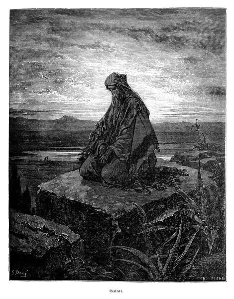 Isaiah. Vintage engraving from the 1870 of a scene