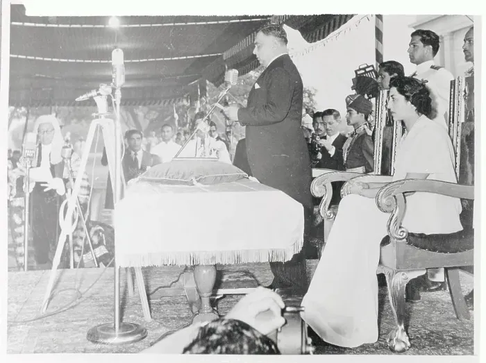 Framed Print : Isakander Mirza Being Sworn in as President Framed Print : Isakander Mirza Being Sworn in as President