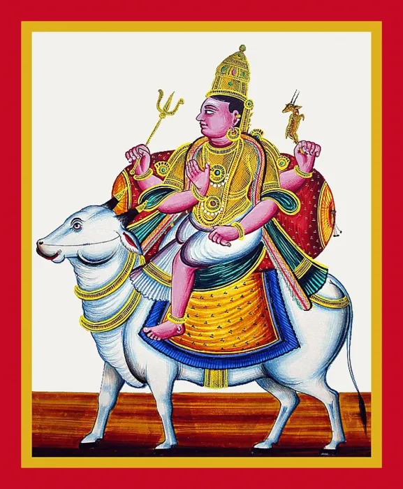 Framed Print : Īśāna sits on the caparisoned and bejeweled Nandi Framed Print : Īśāna sits on the caparisoned and bejeweled Nandi