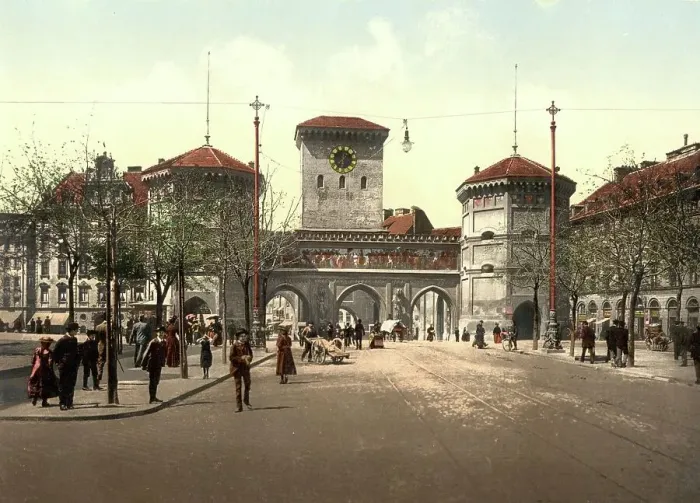 Framed Print : The Isartor in Munich, Bavaria, Germany, Historic, digitally restored reproduction of a photochromic print from the 1890s Framed Print : The Isartor in Munich, Bavaria, Germany, Historic, digitally restored reproduction of a photochromic print from the 1890s