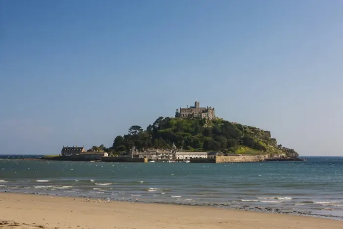 Framed Print : Island of St Michaels Mount at high tide, Marazion, Cornwall, England, United Kingdom Framed Print : Island of St Michaels Mount at high tide, Marazion, Cornwall, England, United Kingdom
