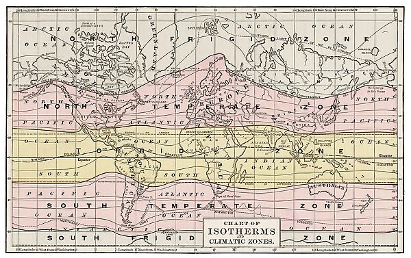 Isotherm and climate zones chart 1889