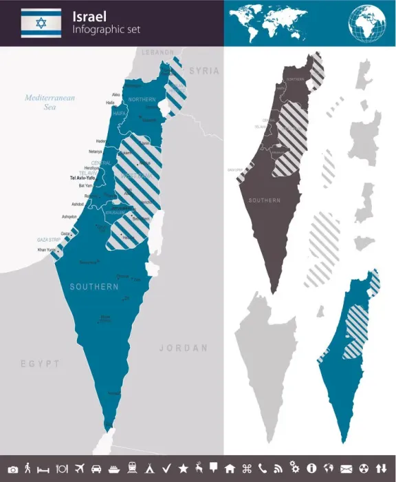 Framed Print : Israel - Infographic map - illustration Framed Print : Israel - Infographic map - illustration