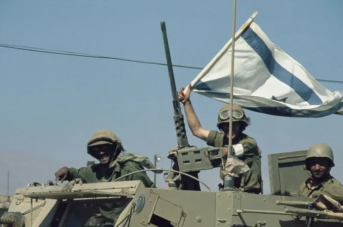 Framed Print : Israeli Soldiers in Tank With a Flag Framed Print : Israeli Soldiers in Tank With a Flag