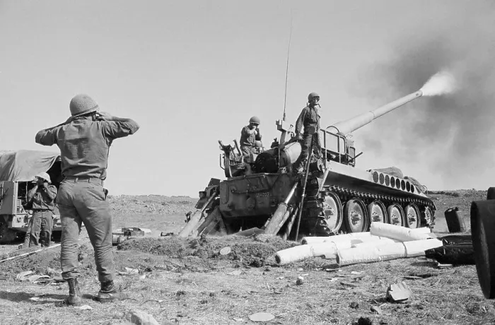 Framed Print : Israeli Tank Firing From the Golan Heights Framed Print : Israeli Tank Firing From the Golan Heights
