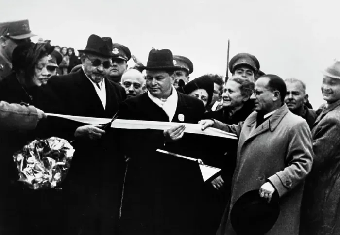 Framed Print : Israel's President Weizmann Cutting Ribbon Framed Print : Israel's President Weizmann Cutting Ribbon